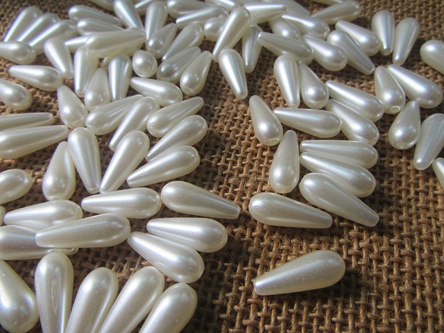 250g (615Pcs) Ivory Teardrop Simulate Pearl Beads Loose Beads - Click Image to Close
