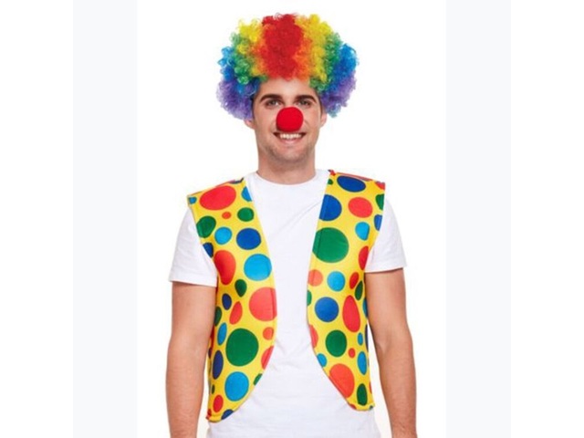 1Set Unisex Dress up Rainbow Clown Wigs & Red Foam Clown Noses - Click Image to Close