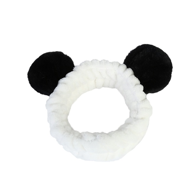 4Pcs Soft Panda Ears Headwrap Shower Face Wash Makeup Headband - Click Image to Close