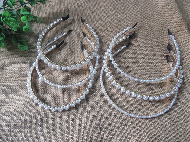 6Pcs Elegant Simulate Pearl Beaded Headbands Hair Band - Click Image to Close