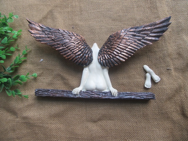 1Pc 3D Angel's Back with Wings Wall Sculpture Figurines Wall Dec - Click Image to Close