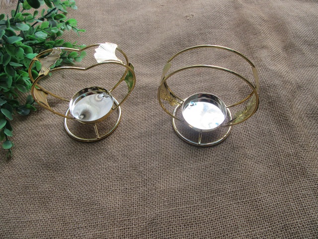 1Pc Gold Ins Minimalist Candle Holder Heart or Round Pattern - Click Image to Close