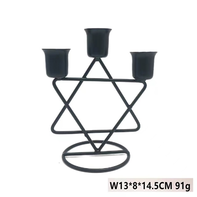 1Pc Black Ins Minimalist Candlestick 3-Head Random Design - Click Image to Close