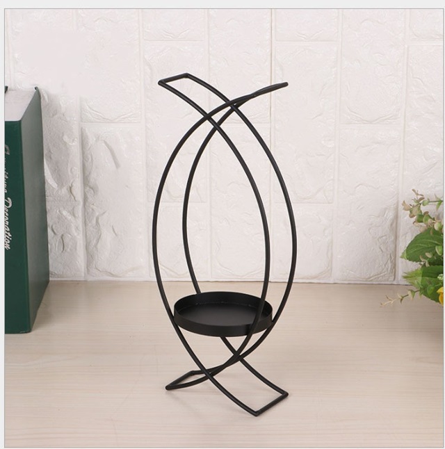 1Pc Creative Desktop Black Double Arch Tealight Candle Holder - Click Image to Close