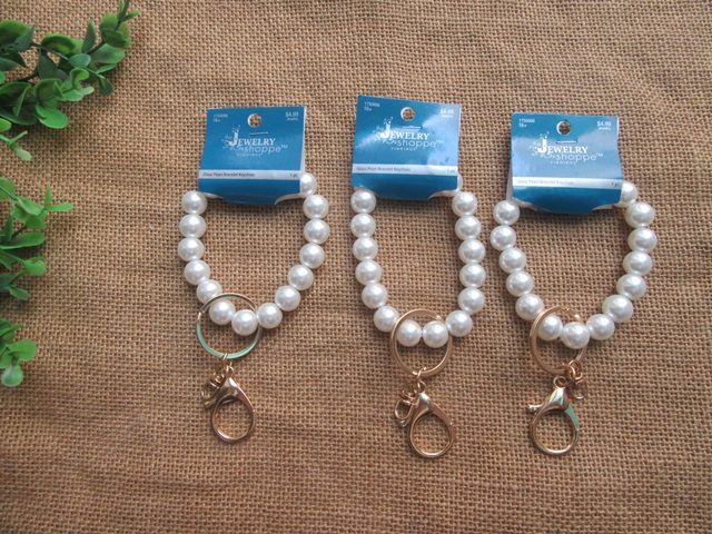 3Pcs Pearl Bracelet Keychain Hand Wristlet Lanyard Strap - Click Image to Close