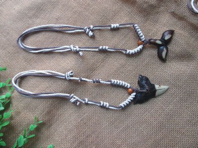 6Pcs Handmade Rope Necklaces with Tribal Pendants - Click Image to Close