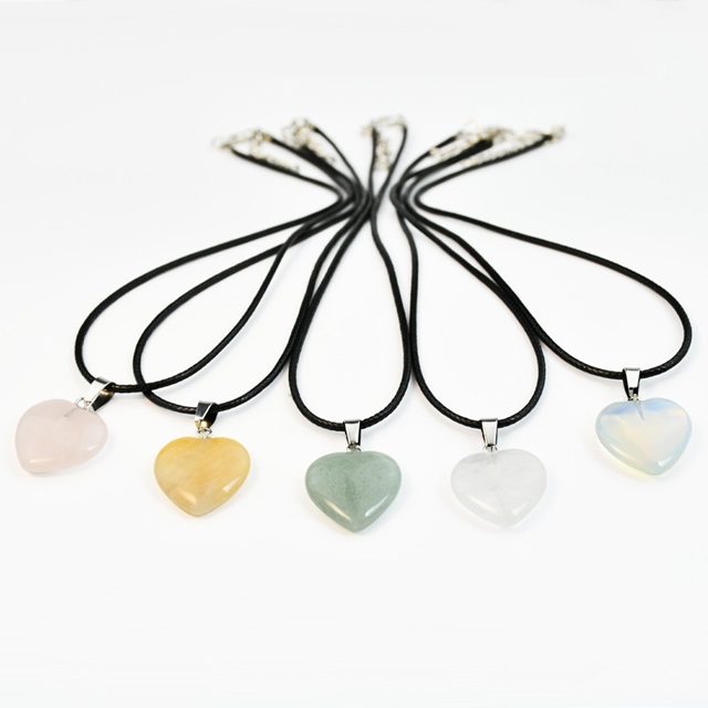 2Pkt x 4Pcs Heart-Shaped Stone Necklace Jewellery - Click Image to Close