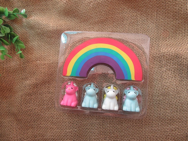 2Sheet x 5Pcs Unicorn Rainbow Erasers Children School Use - Click Image to Close