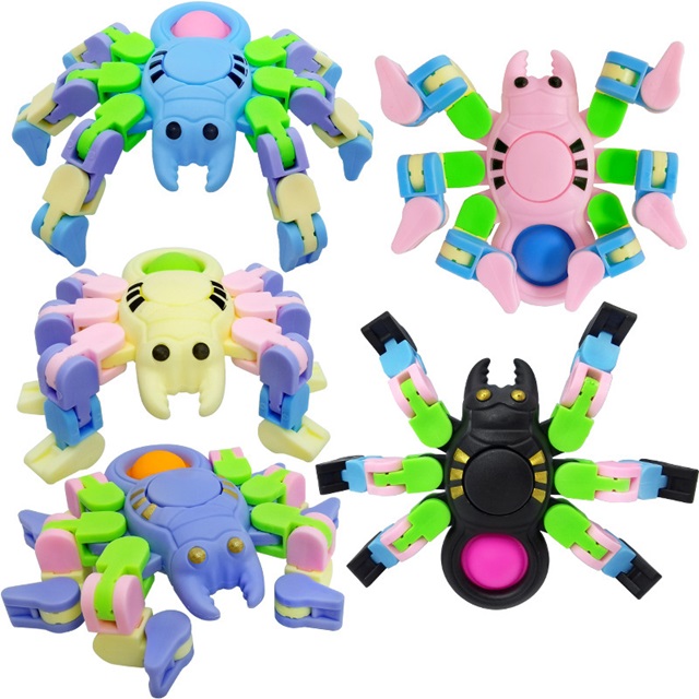 10Pcs Deformable Spider Chain Fidget Finger Spinners Sensory Toy - Click Image to Close