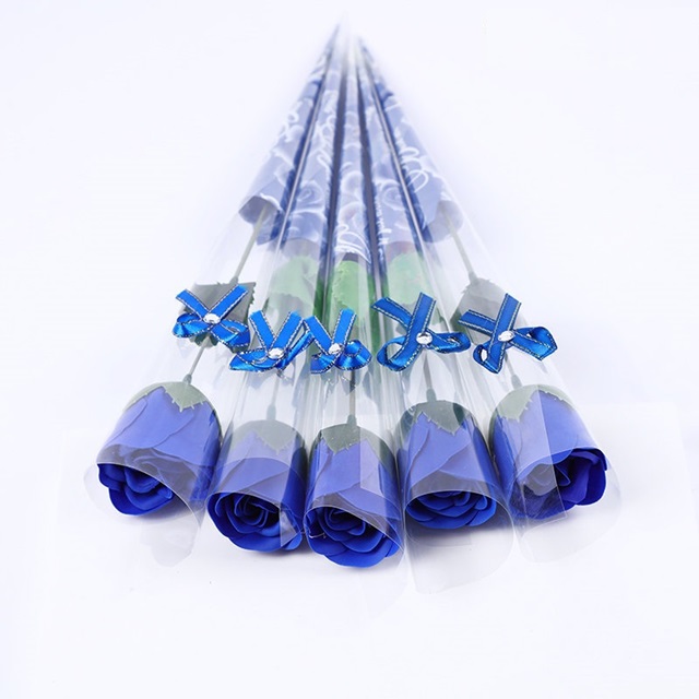 60Pcs Blue Bath Artificial Rose Soap Flower Mother's Day Gift - Click Image to Close