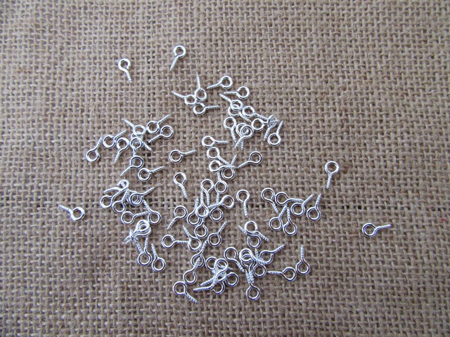 500Grams Silver Screw Eye Bails Top Drilled Finding 10x2mm - Click Image to Close