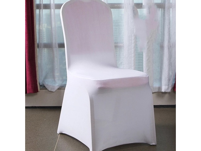 5X White Spandex Chair Cover Stretch Cover for Wedding Party - Click Image to Close