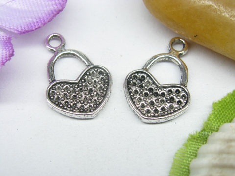 50pcs Metal Pretty Heart Lock Charms yw-ac-mc49 - Click Image to Close